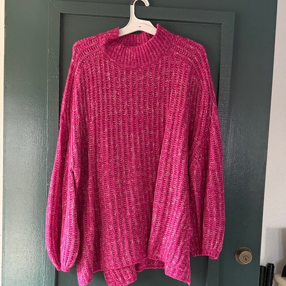 Pilcro Sweaters - Pilcro Vibrant Pink Turtleneck Sweater